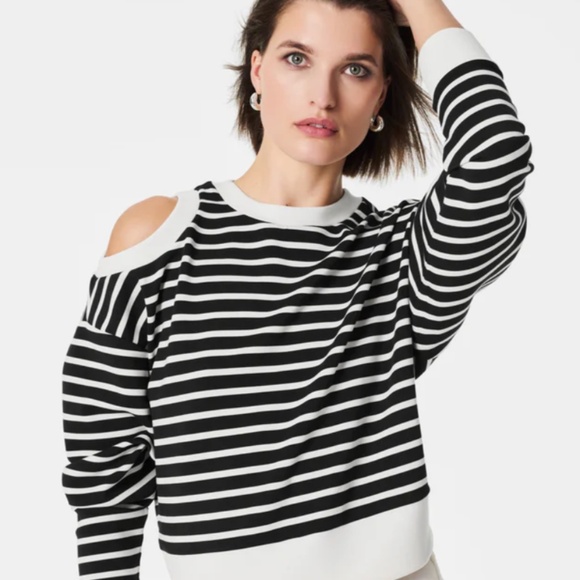 SPANX Air essentials Black and White stripe XL top NWT - Picture 3 of 3